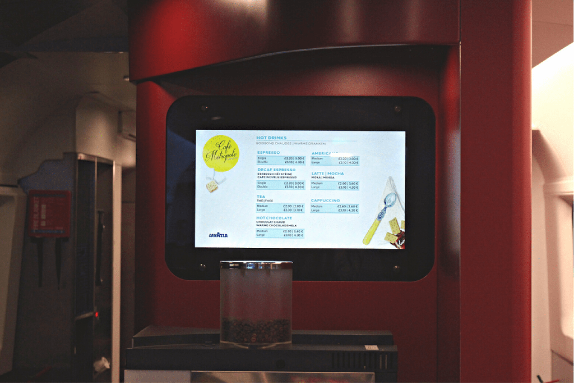menu in advertisement in train